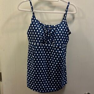 Motherhood Maternity Swimsuit Tankini Top blue/white Polka Dot SZ Large